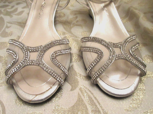 NWOB CAPARROS SILVER /CRYSTALS SANDALS MULES CLOSED-BACK WEDGE PUMPS ENCRUSTED 6 - 第 8/13 張圖片