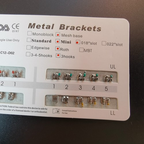 Soporte de metal dental ortodoncia 20 piezas Mini Roth 018 ranura 3 ganchos base de malla - Imagen 4 de 6