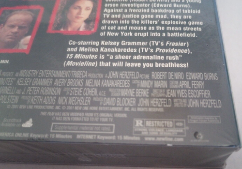 15 Minutes Factory Sealed VHS Video With Watermark 2001 New Line Cinema Warner - Picture 5 of 10