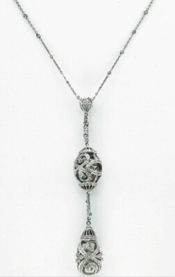 DORIS PANOS 18K WHITE GOLD & DIAMOND  DOUBLE CASCADE  NECKLACE
