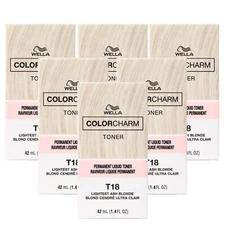 (6 PACK) Wella Color Charm Liquid Toner T18 - Lightest Ash Blonde, 1.42 oz