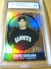 TRAVIS ISHIKAWA GIANTS 2003 BOWMAN HERITAGE RAINBOW ROOKIE RC # BDP33 GRADED 10