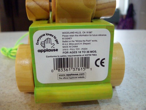 Vintage Disney WOODEN PULL TOY by Applause Unused Winnie Pooh Lic. 1990s - Imagen 4 de 8