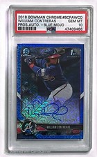 2018 Bowman Chrome William Contreras /150 Blue Mojo 1st Bowman Auto PSA 10