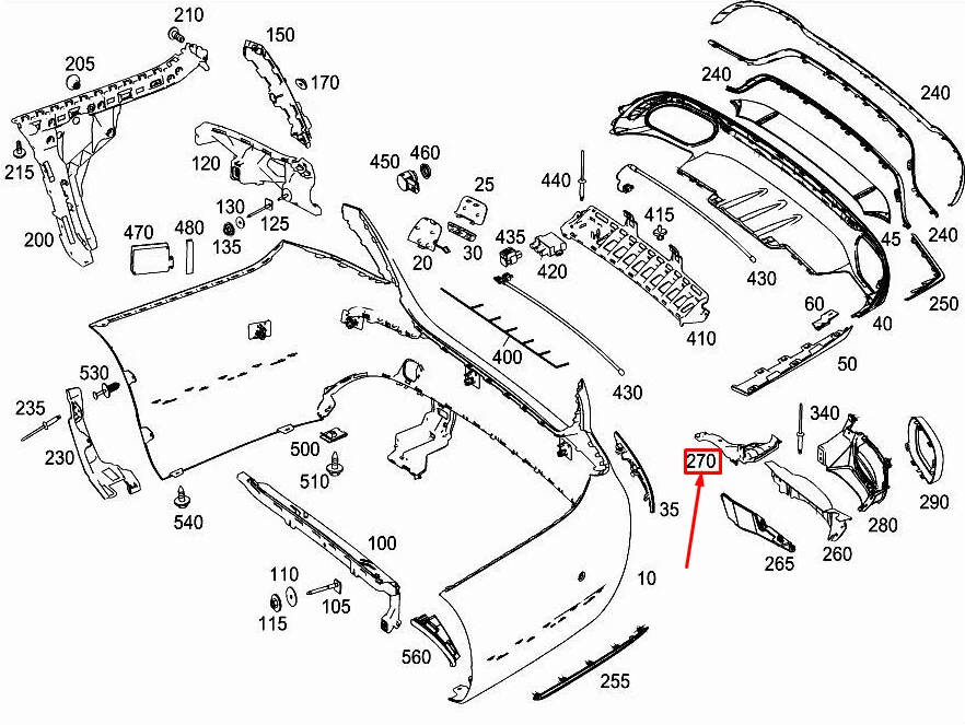 MERCEDES-BENZ E W213 Stoßstangenhalterung unten hinten links  