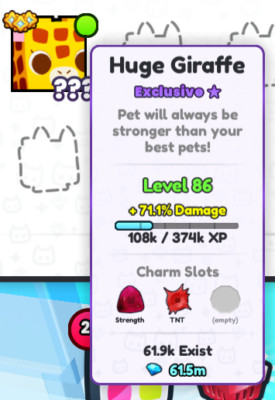 pet sim 99 huge pets (Huge Giraffe lvl86)