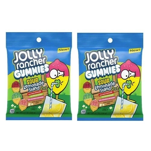 931502 2 X 184G BAG JOLLY RANCHER GUMMIES SOUR LEMONADE STAND 2 FLAVOURS IN 1