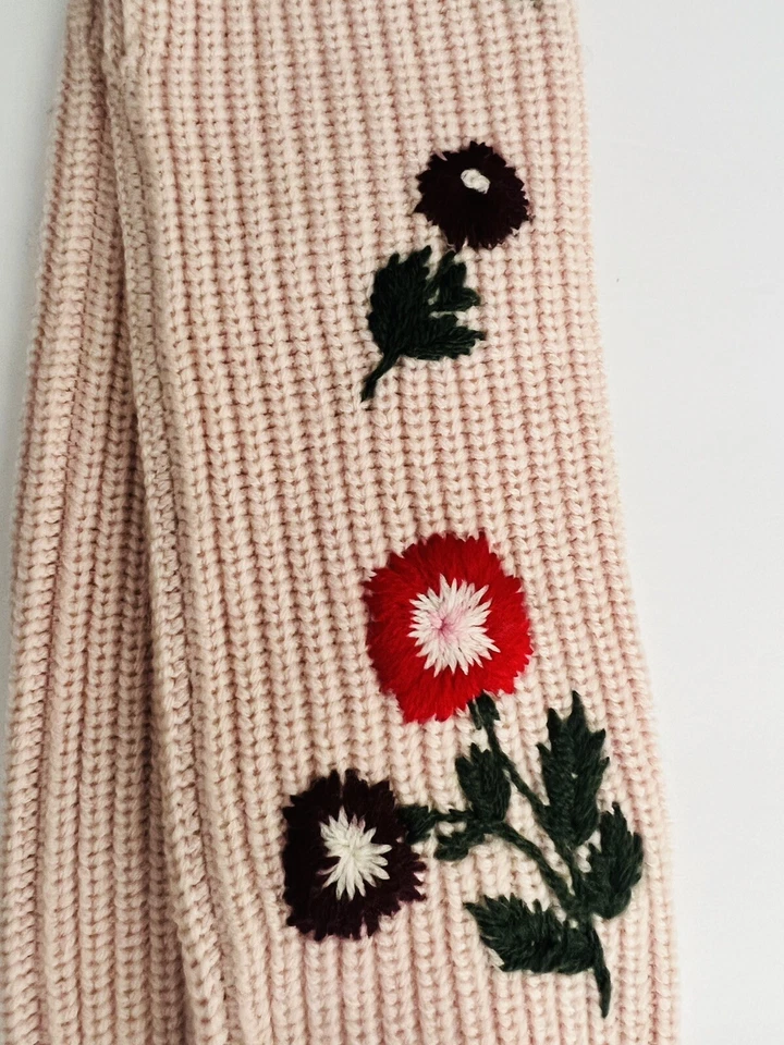 Guantes Kate Spade New York Sin Dedos Bordados Flores Tejidos 100% Lana ROSA Foto 2 de 4