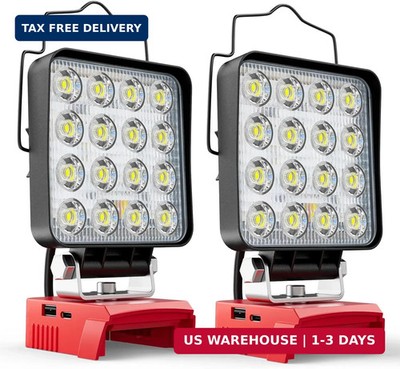 LIVOWALNY LED Work Light Compatible with Milwaukee 18V Battery, 2PCS 112W Portab