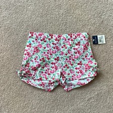NWT RALPH LAUREN GIRLS 6X COTTON PULLON SHORTS, FLORAL, SMALL BOWS,ELASTIC BACK