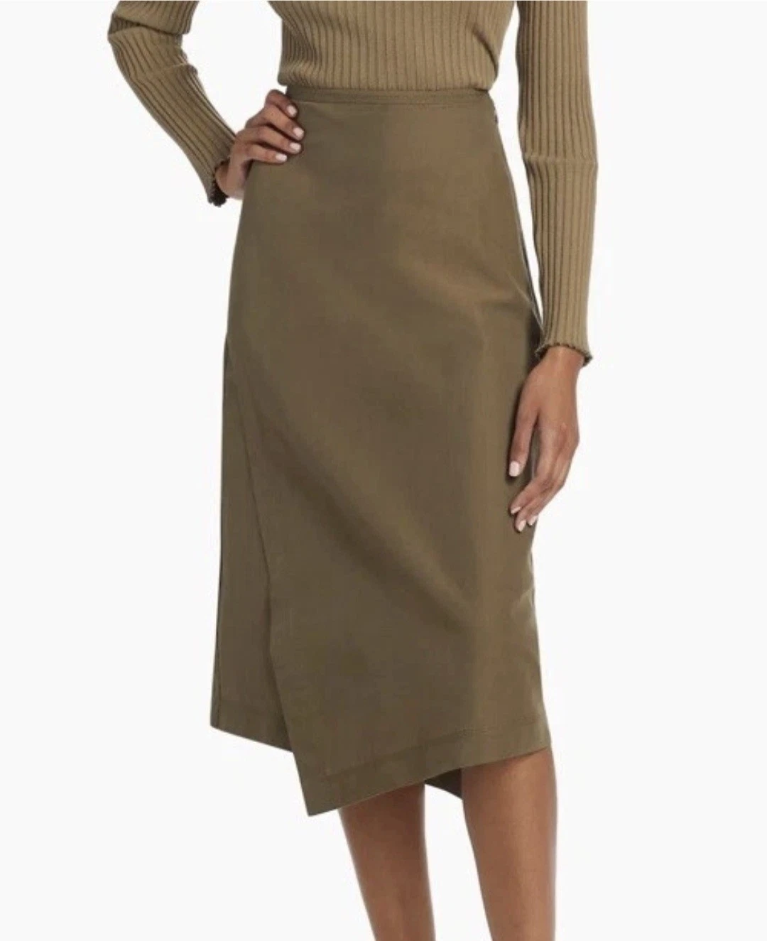 Vince wrap-effect midi Utility Panelled Asymmetric Skirt Sz 6