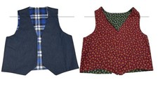 Vintage Vests Womens M-L Plaid Floral Tops Cottagecore Reversible x2 Handmade
