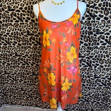 Vintage Victoria  s Secret Orange Sheer floral slip dress with adjustable straps