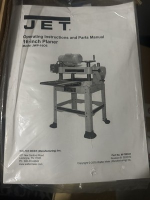 Wood planer 16 inch JET JWP-16OS 230V 3HP 1PH  OEM MANUAL COPY