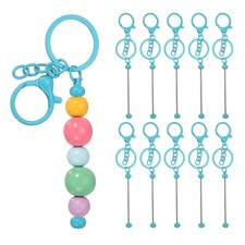 10Pcs Beadable Keychains, DIY Beaded Keychain Making Kit, Candy Blue