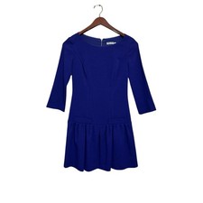 Eliza J Indigo Drop Waist Shift Dress Size 2 Pockets Holiday Party Church Modest