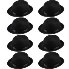 8 Pcs Black Bowler Hats Derby Bowler Hat Felt Gentleman Hat for Cosplay Party...