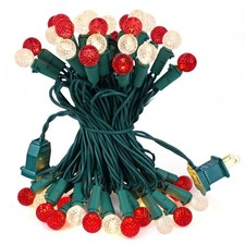 BOHON Christmas Lights Outdoor Faceted G15 50 LED 17ft Red and Warm White 