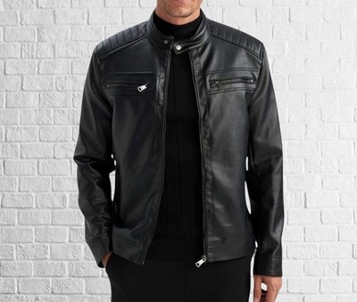 Rider Look Jacket: Classic Black Lambskin Leather Coat with Zipper Detail