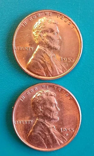 1955-S,D Lincoln Wheat Cent BRILLIANT UNCIRCULATED See Pics Nice Coin