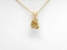 Genuine Natural Alaskan - Yukon Gold nugget Pendant with 14k  rabbit ear bail