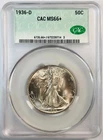 1936 D Walking Liberty Half Dollar CACG MS 66+ Plus CAC Wow Luster!