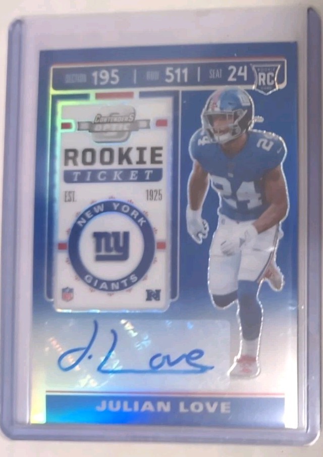 Julian Love Panini Contenders Optic #170 Autograph-Blue