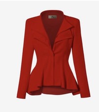 Fitted Red Blazer Stretch 17” P2P 25” Length Large Fits Like Medium Orig $45