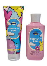 NEW Bath Body Works Peepin' It Real PEEPS Body Wash Gel 10 oz Body Cream 8 oz