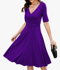 NWT Oxiuly Women's V-Neck Maternity Nursing Stretchy Casual Dresses Elegant Tea