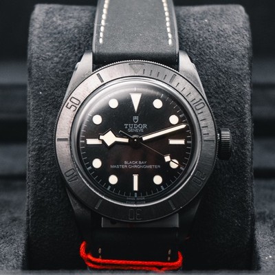 TUDOR Black Bay Ceramic 41mm Black Dial Auto Chronometer Leather Strap
