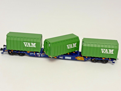 MTE Containertragwagen Slps ''VAM'' mit abnehmbaren Containern, NS, H0 1:87