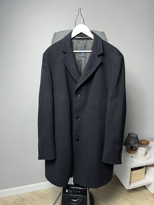 Eduard Dressler Wool Cashmere Long Coat Classic Overcoat Blue Men s Gr.US 40 / M