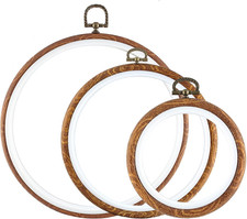 3 Pcs 3 Sizes Embroidery Hoop Set, Imitated Wood Display Frame