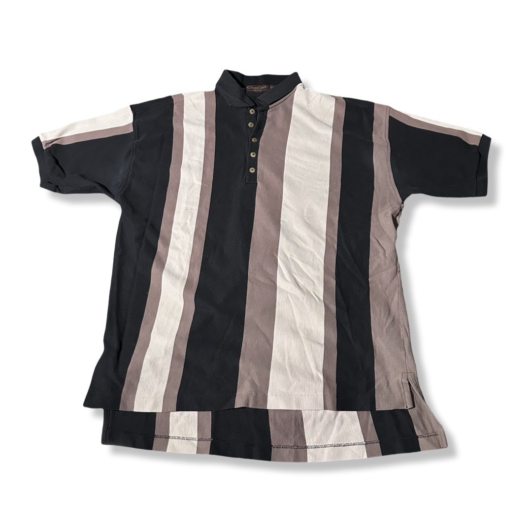 Vintage Cross Creek Striped Polo Shirt Size Large 90s Made In USA