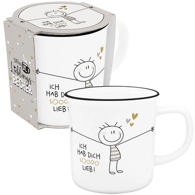 XL-Becher in Emailleoptik Hab dich sooo lieb | Sheepworld Ag | HAPPYLIFE | 2026