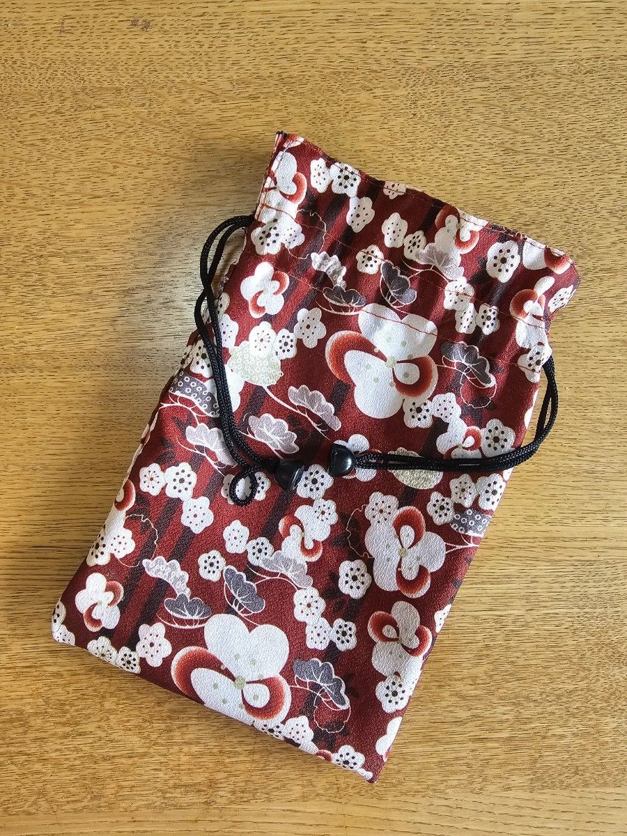 Floral pattern drawstring pouch reversible Japane… - image 2