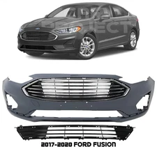 Front Bumper Cover Fascia & Grille Assembly Kit For 2017-2020 Ford Fusion
