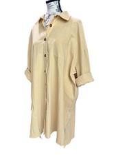 Khaki 2pc Outfit, Cotton Linen Shirt And Shorts, Size 2XL, 100 Cotton