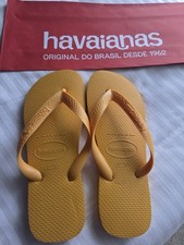 Havaianas Yellow Rubber Flip-Flop Sandals Logo Womens UK 6-7 EU 39/40