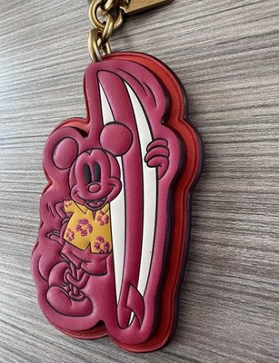 Coach X Disney Mickey Mouse Surf Board Bag Charm Keychain Red