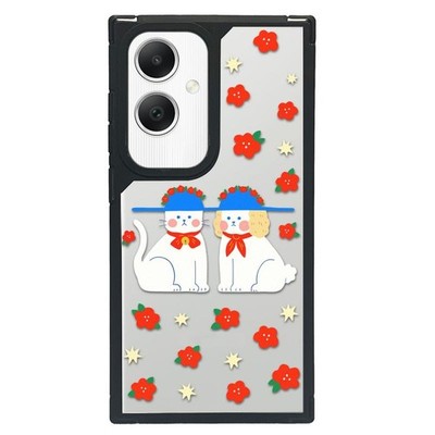 Samsung Galaxy A05 Full Case mit Kunstmotiv Hund und Blumen