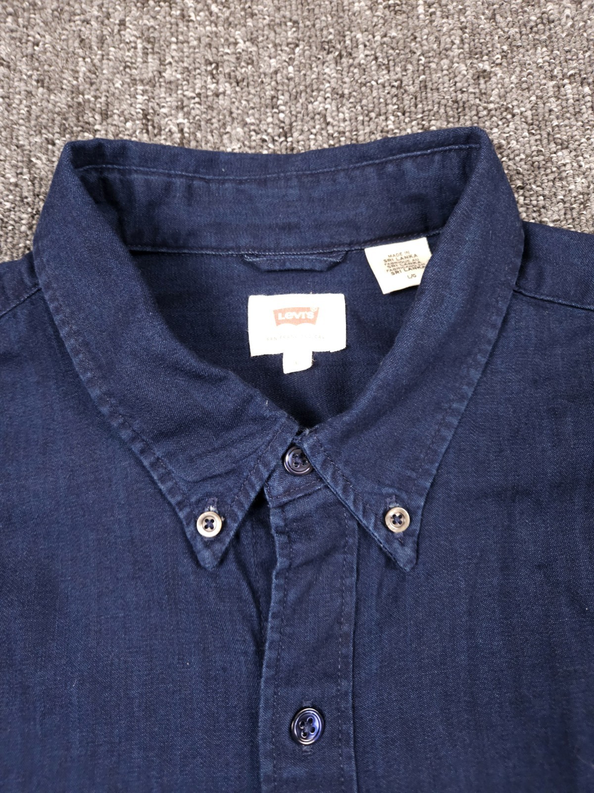 Levi Denim Shirt Men Large Navy Blue
