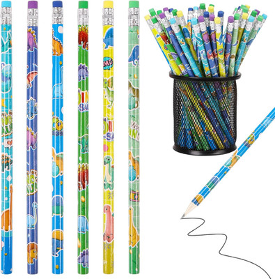 48 Pcs Cute Dinosaur Pencils, Dinosaur Pencils Bulk with Erasers Assorted Colorf