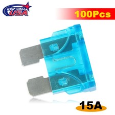 100Pcs 15 Amp ATC/ATO Standard Regular Fuse Blade 15A for Truck Boat Marine