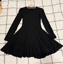 SHEIN Women's Black Sweater Dress Round Neck Long Sleeve Solid Knee Length M