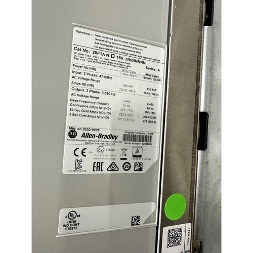NUEVO AB 20F1AND186JN0NNNN/A PowerFlex 753 unidad de CA 150 HP 186A Stock en EE. UU. UPS VIP - Imagen 3 de 4