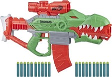 NERF DinoSquad Rex-Rampage Motorisierter Dart Blaster – 10er Clip,20 Darts