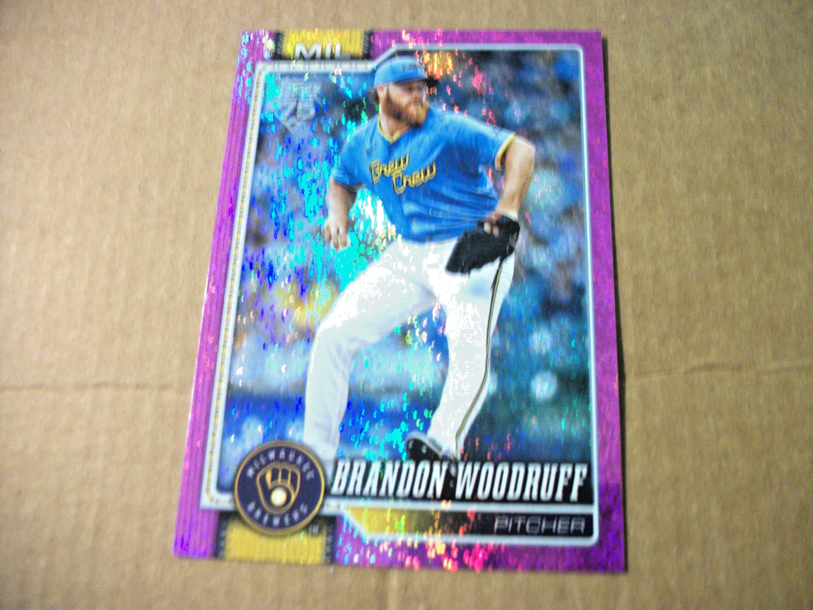 2026 TOPPS SERIES 2 - BRANDON WOODRUFF PINK HOLOFOIL (#518) - MILWAUKEE BREWERS