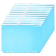 A5 Binder Pocket, 12 Pack PVC Zipper 6 Holes Binder Pouch, Blue